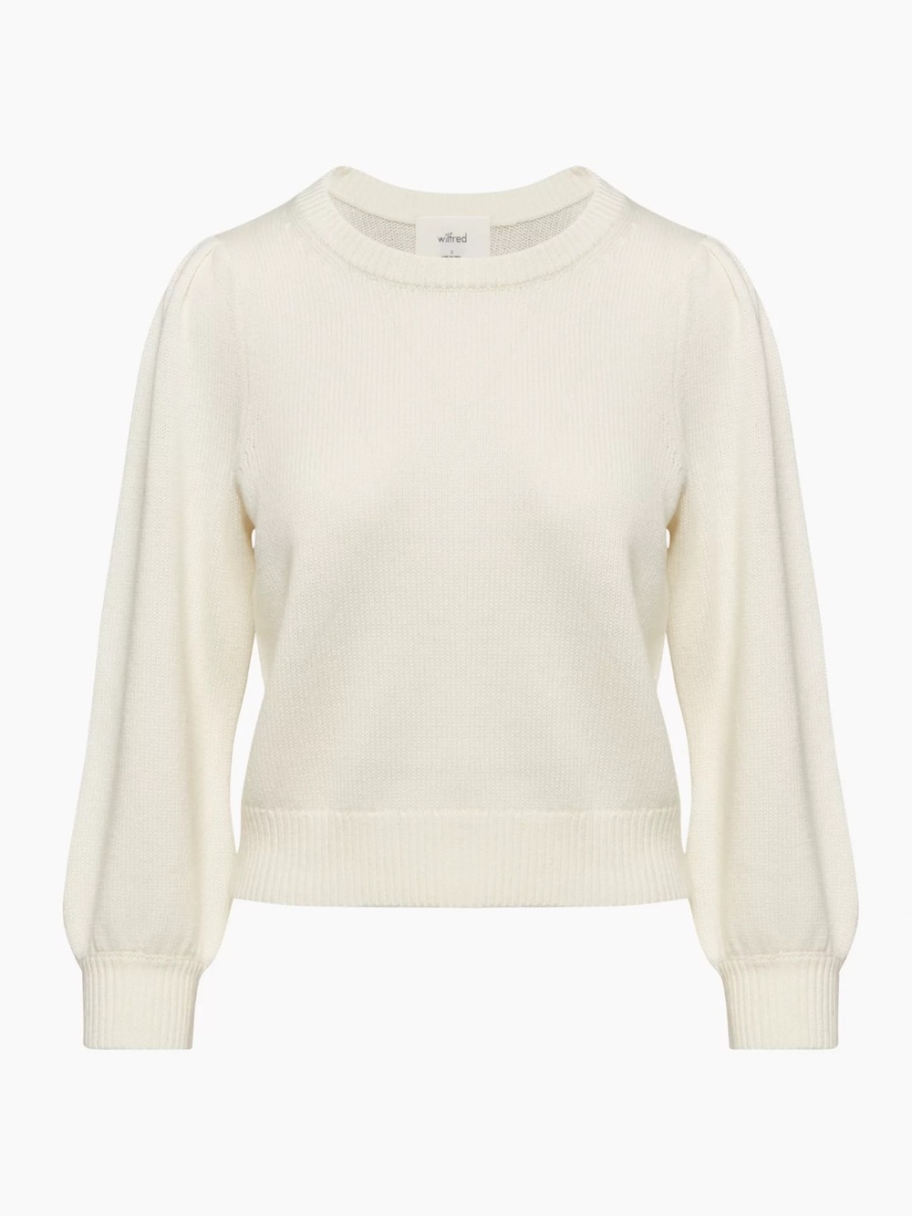 Aritzia Wilfred Seabrook Wool Cotton 3/4 Puff Sleeve Sweater Cream